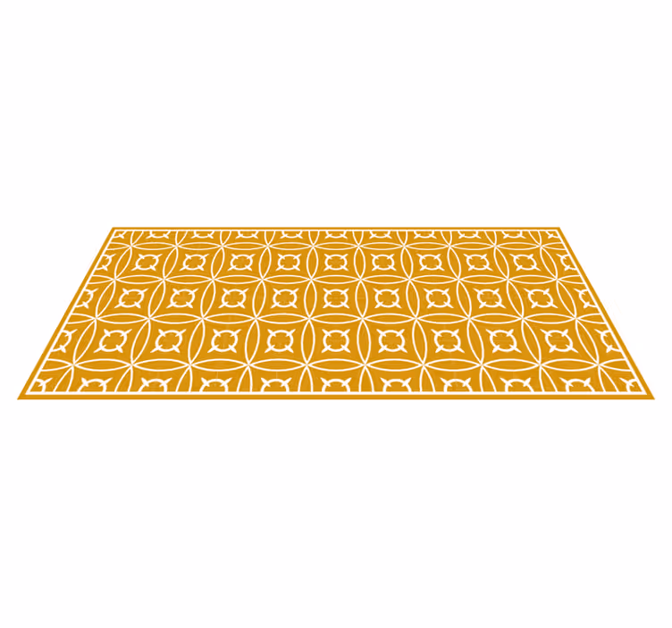 Geometric yellow motif tile vinyl rug - TenStickers