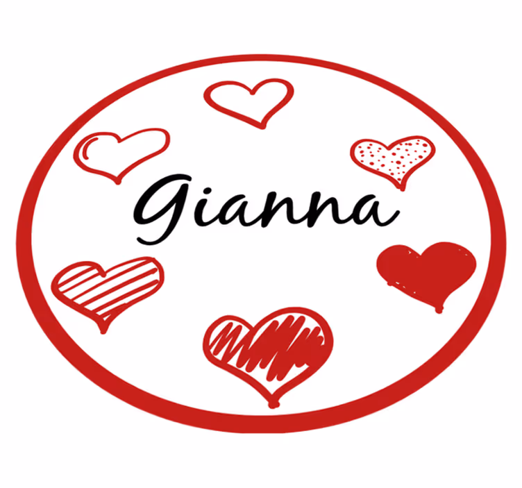 Red hearts and name teenage bedroom vinyl rug - TenStickers