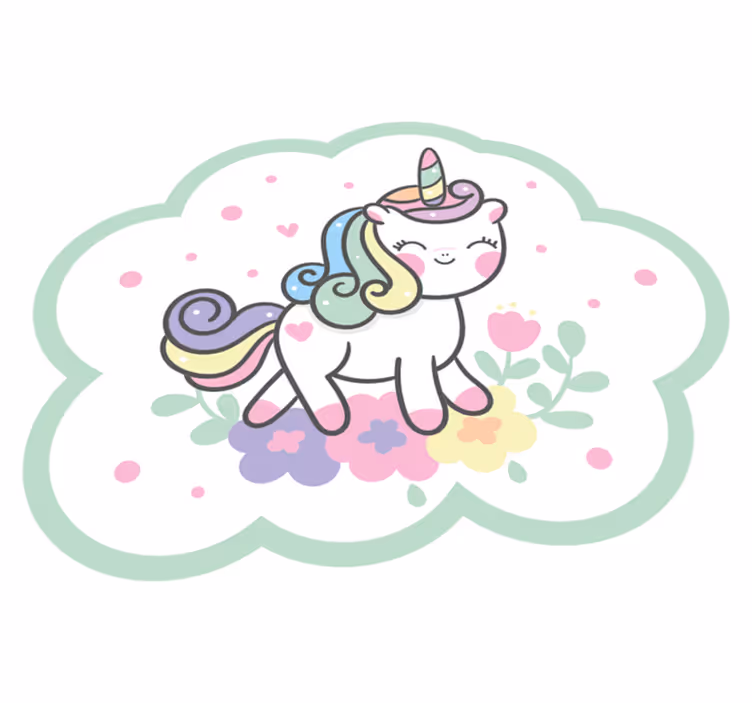 Cute Unicorn Illustration kids vinyl rug - TenStickers