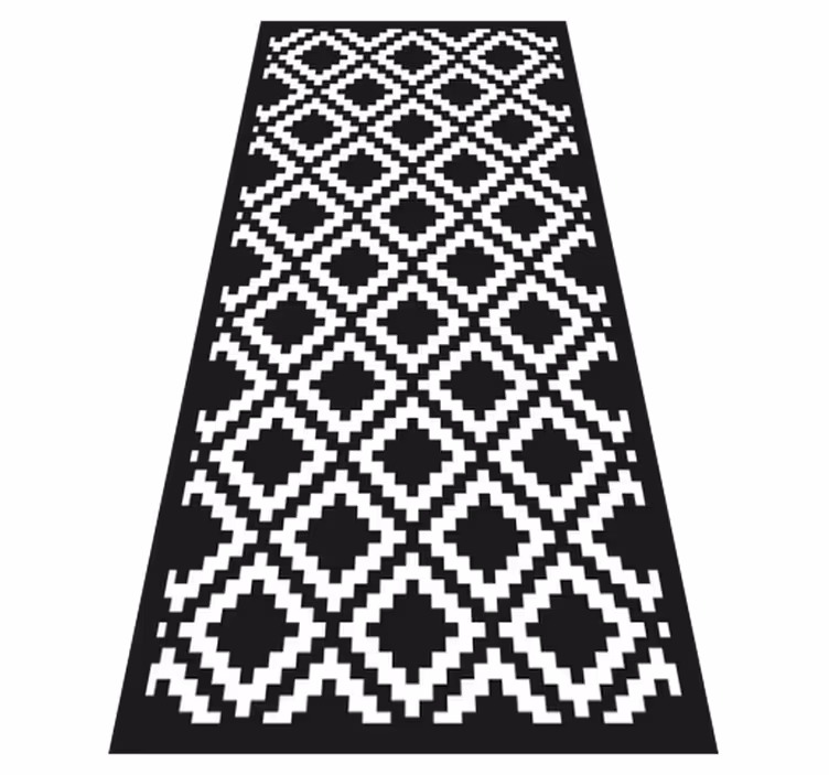 Monochrome Diamond Pattern living room vinyl rug - TenStickers