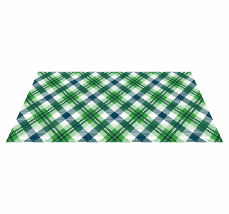 Plaid Pattern Green stripes vinyl rug - TenStickers