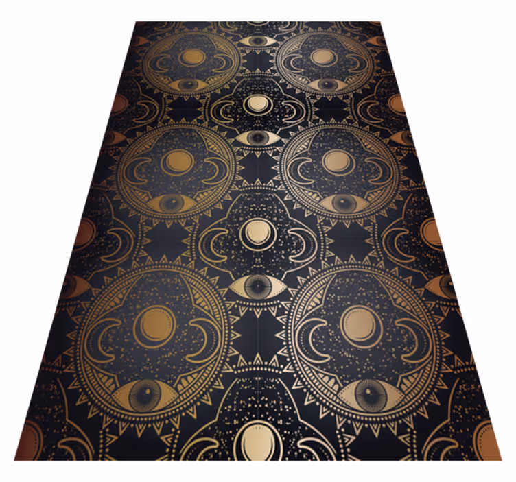 Celestial black motif mandala vinyl rug - TenStickers