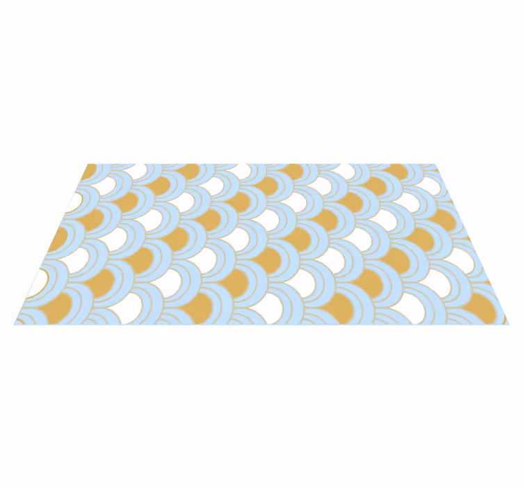 Blue curved pattern geometric vinyl rug - TenStickers
