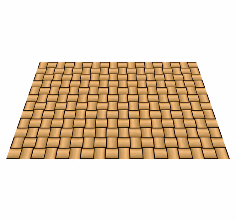 Brown tile pattern wood effect vinyl rug - TenStickers