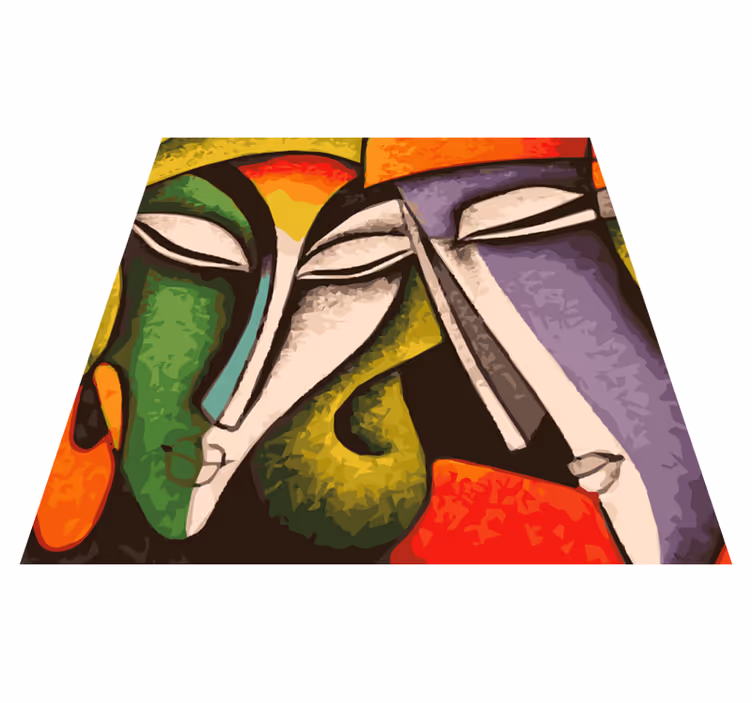 Modern art faces modern rug - TenStickers