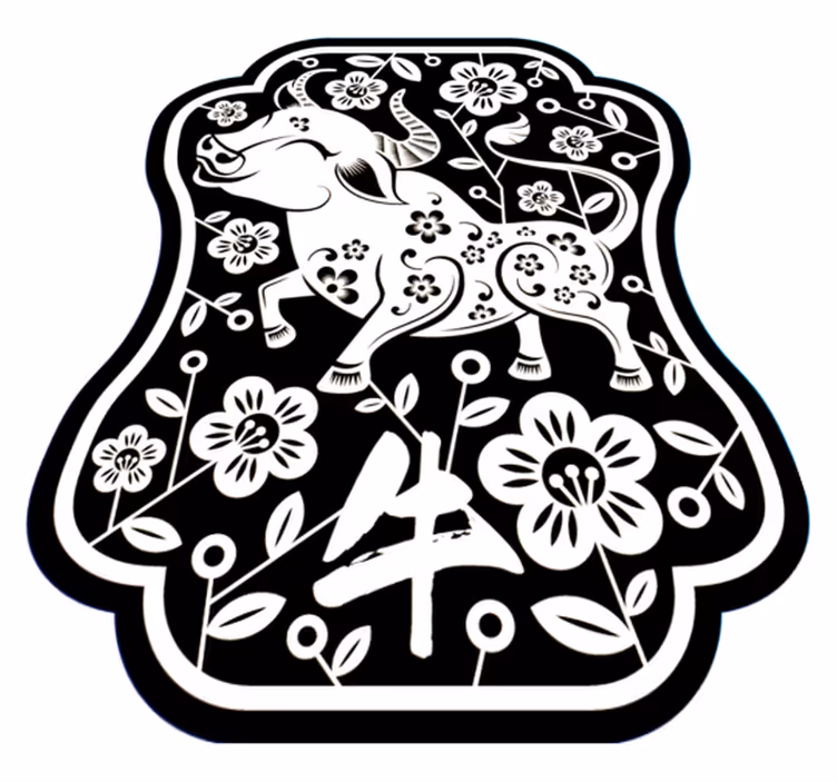 Elegant floral bull animal vinyl rug - TenStickers