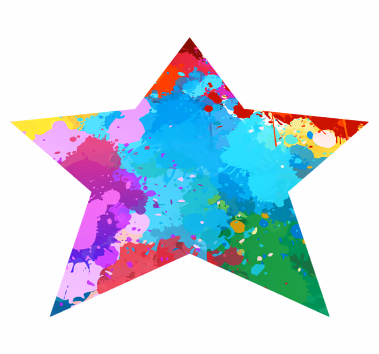 Star with colorful strokes kids vinyl rug - TenStickers