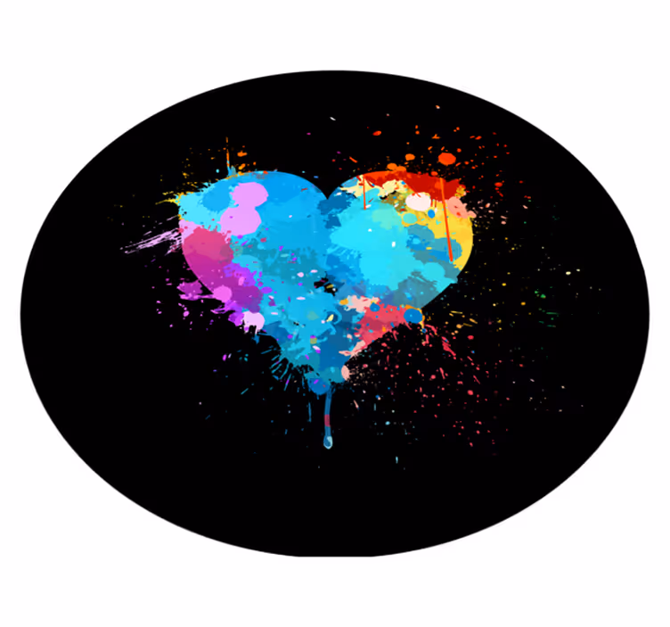 Colorful heart splash teenage bedroom vinyl rug - TenStickers