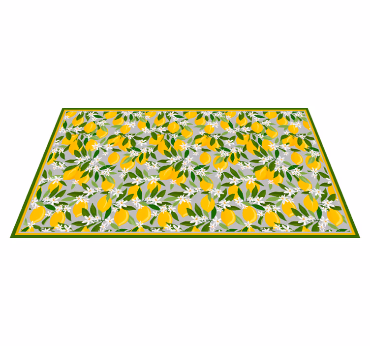 Lemon Blossom Motif kitchen vinyl rug - TenStickers