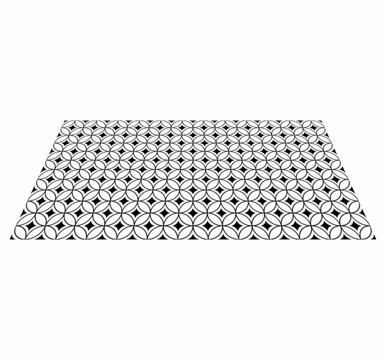 Mid century black tile effect vinyl rug - TenStickers