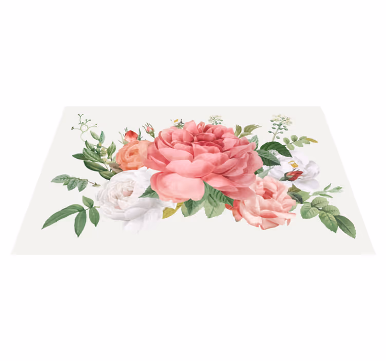 Floral vinyl rug in lively floral design - TenStickers