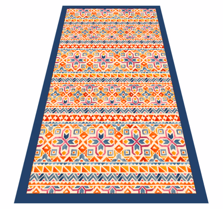 World map vinyl rug with lively geometric designs - TenStickers