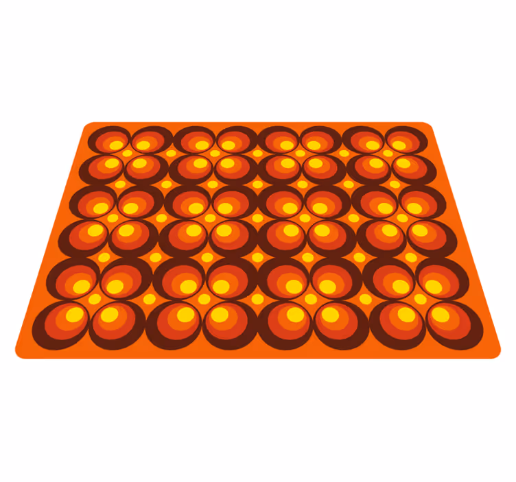 70s pop yellow circles retro vinyl rug - TenStickers