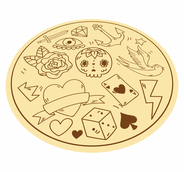 Tattoo symbols teenage bedroom vinyl rug - TenStickers