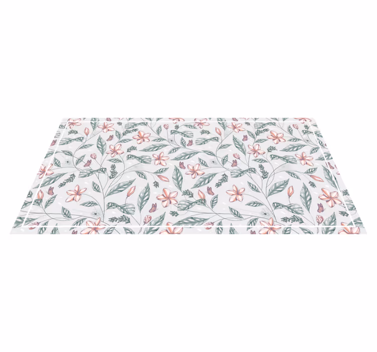 Floral vinyl rug with floral greenery pattern - TenStickers