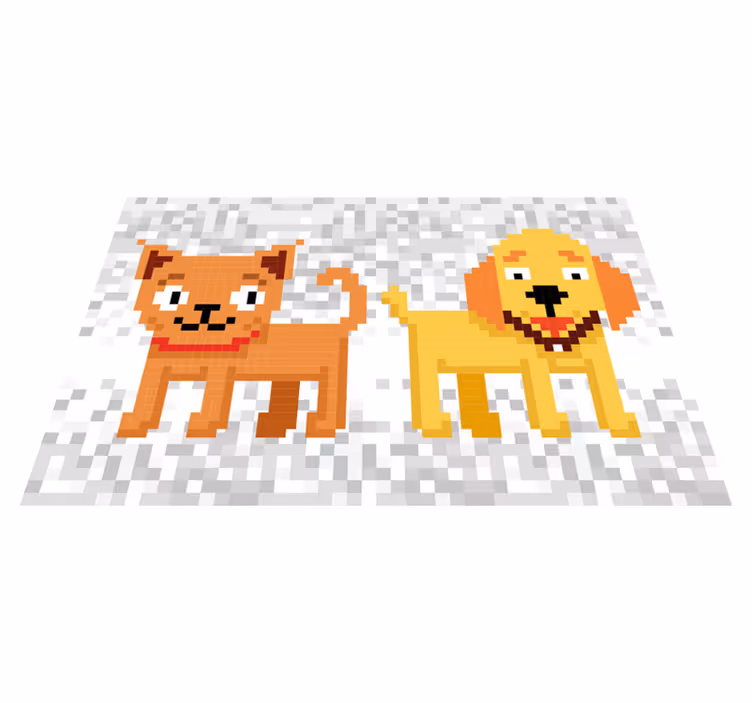 Pixelated Pet Friends kids vinyl rug - TenStickers