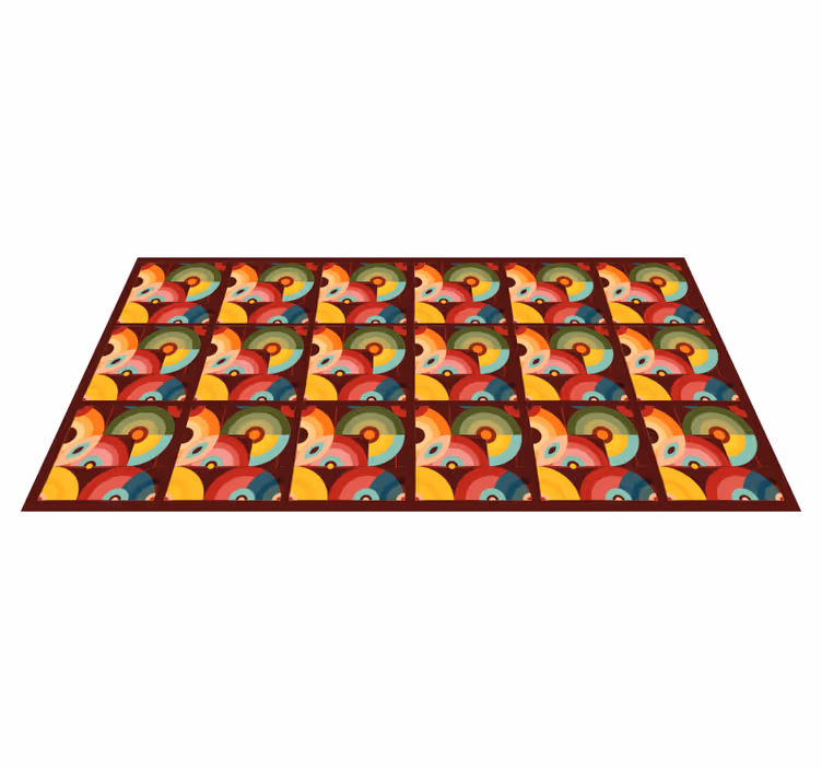 Retro colorful circular shapes vintage vinyl rug - TenStickers