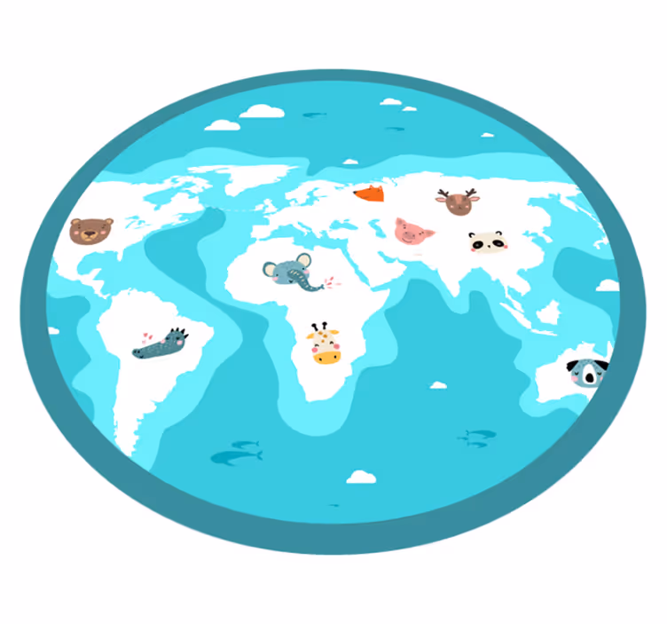 World animal map kids vinyl rug - TenStickers