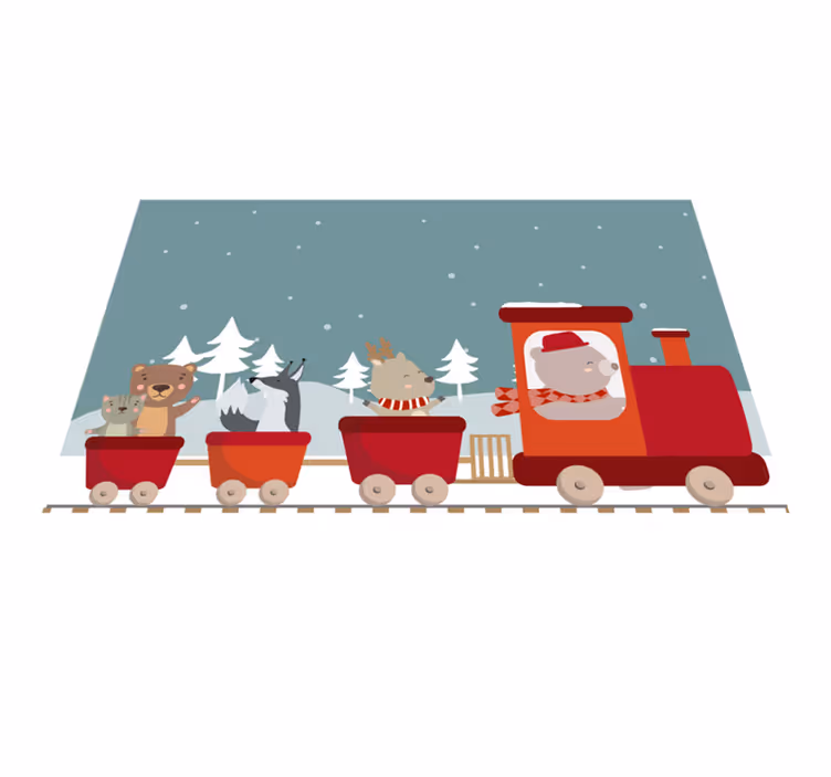 Animal Train Adventure kids vinyl rug - TenStickers