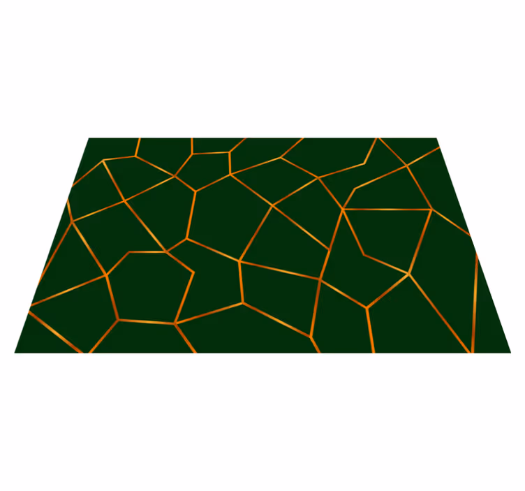 Marble vinyl rug with green geometric design - TenStickers