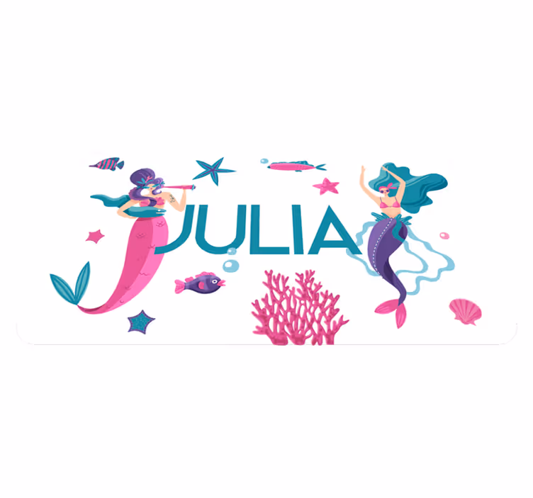 Mermaid adventure with name kids vinyl rug - TenStickers