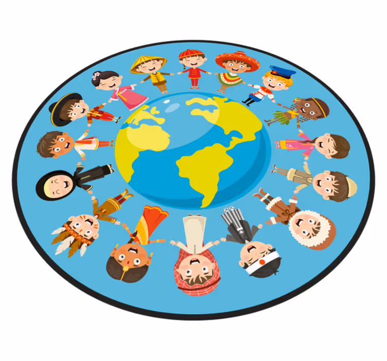 Cultural Kid Characters teenage bedroom vinyl rug - TenStickers