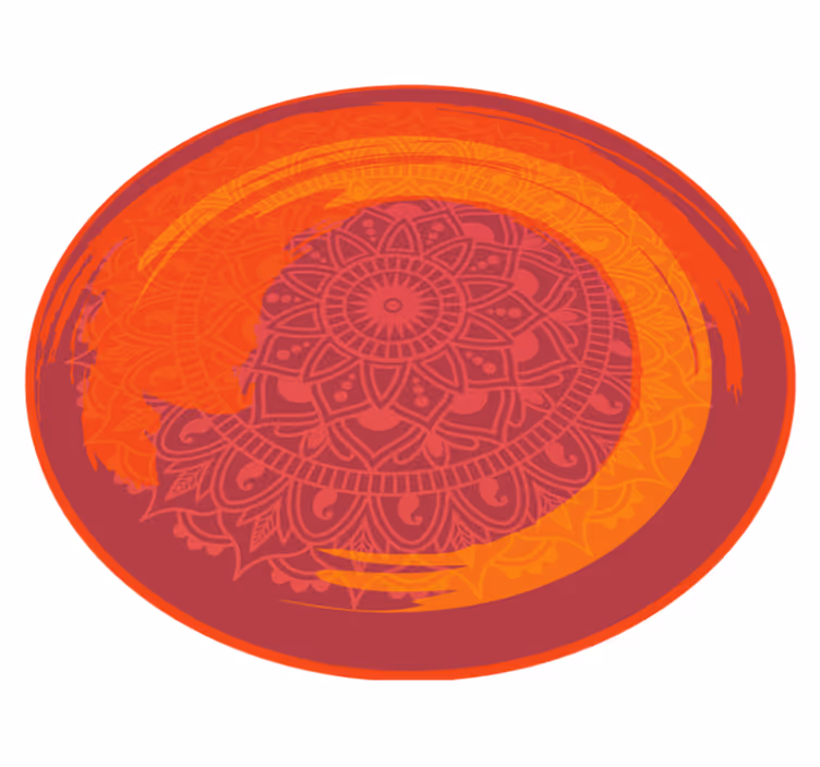 Red radiant motif mandala vinyl rug - TenStickers