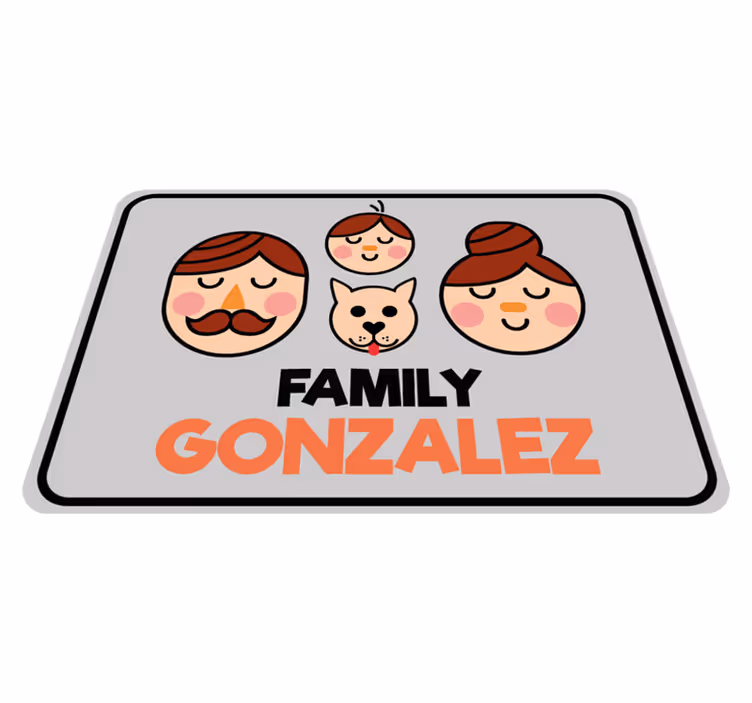 Personalized Family Illustration custom vinyl rug - TenStickers