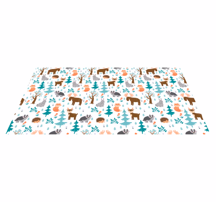 Whimsical Forest Creatures nursery vinyl rug - TenStickers