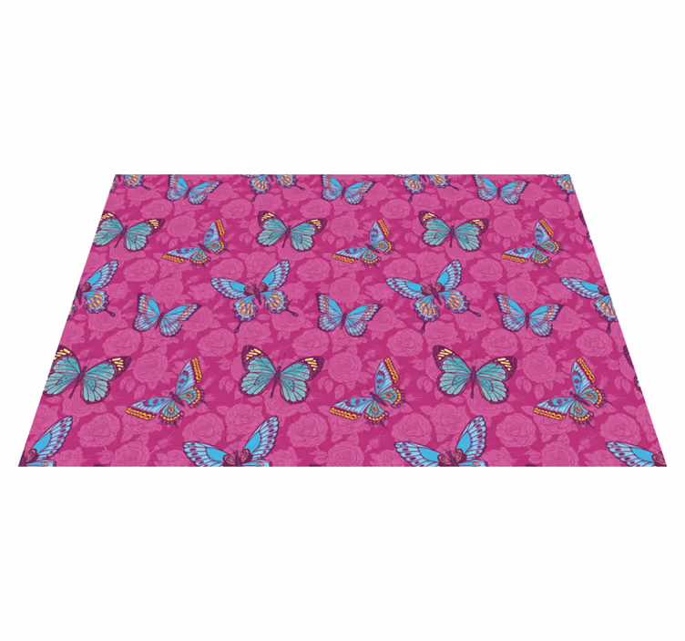 Floral vinyl rug butterfly floral design - TenStickers