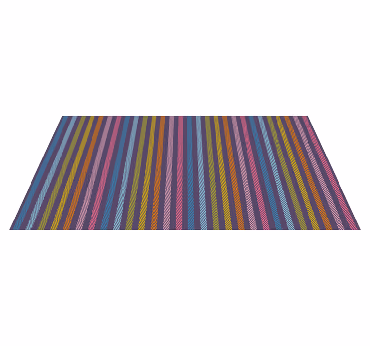Thin multi-colored lines stripes vinyl rug - TenStickers