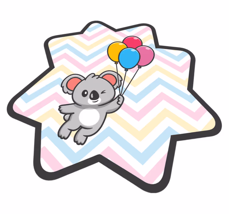 Playful Koala Balloon kids vinyl rug - TenStickers
