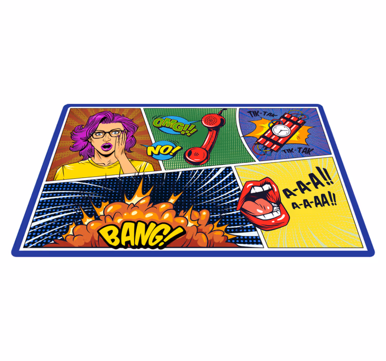 Comic style reactions teenage bedroom vinyl rug - TenStickers