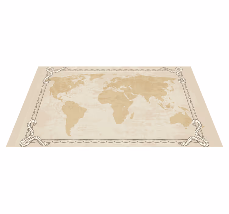 Global golden art world map vinyl rug - TenStickers