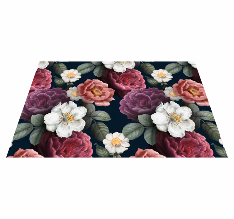 Botanical Chic Sophistication floral vinyl rug - TenStickers