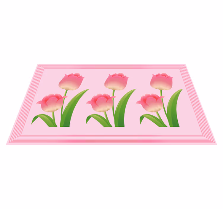 Pink Tulip Display floral vinyl rug - TenStickers