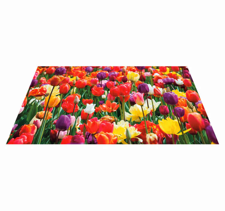 Vibrant Tulip Arrangement floral vinyl rug - TenStickers