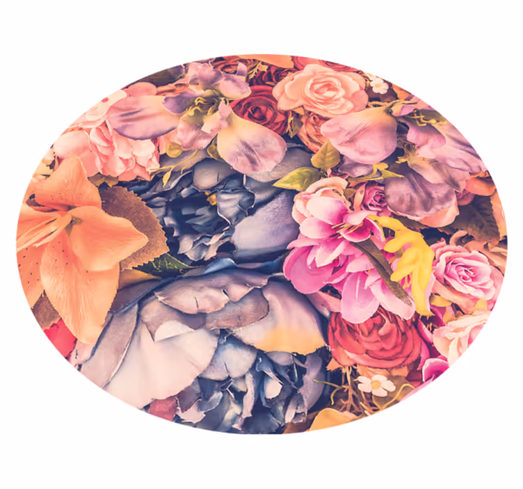Flower Circular Arrangement floral vinyl rug - TenStickers