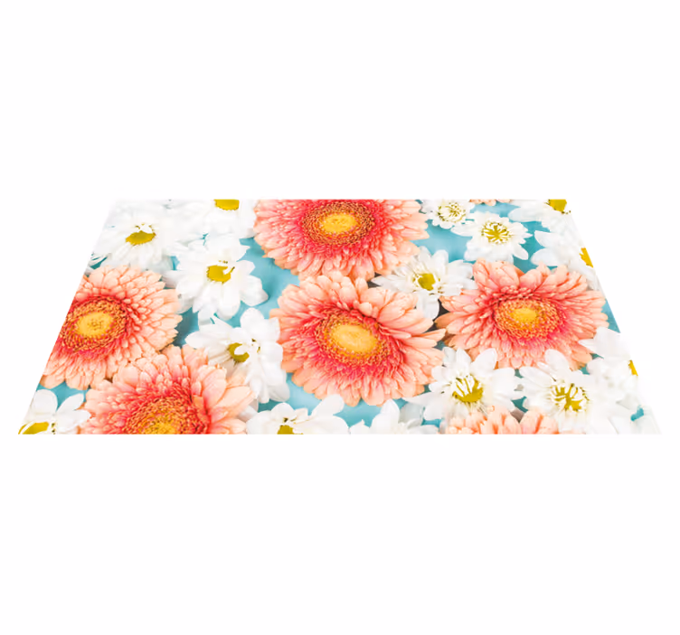 Vibrant blossom floral vinyl rug - TenStickers