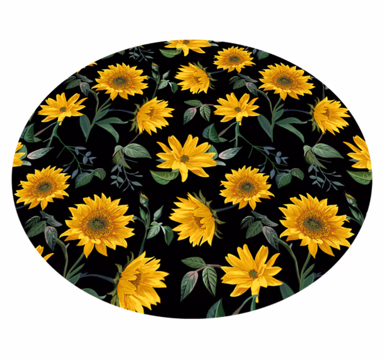 Sunflower Botanical Style floral vinyl rug - TenStickers