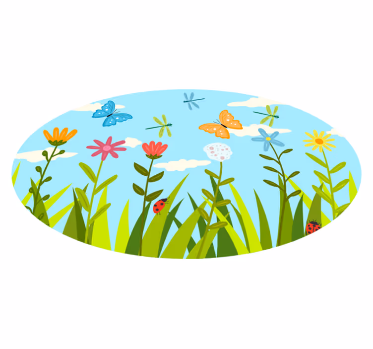 Floral vinyl rug with blooming garden design - TenStickers