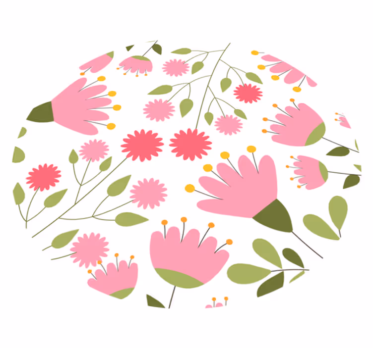 Floral Motif Joy floral vinyl rug - TenStickers