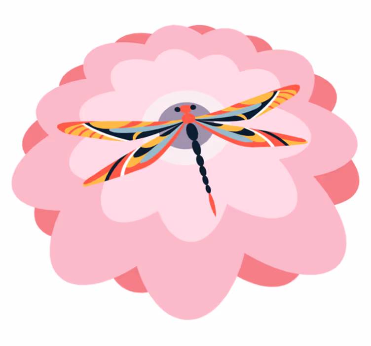 Colorful Dragonfly Centerpiece floral vinyl rug - TenStickers