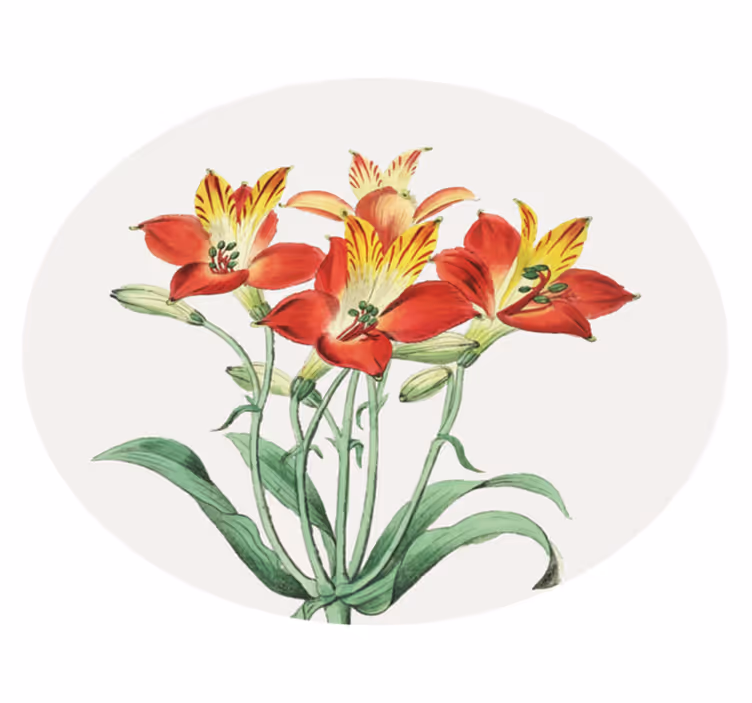 Lively Red Blossoms floral vinyl rug - TenStickers