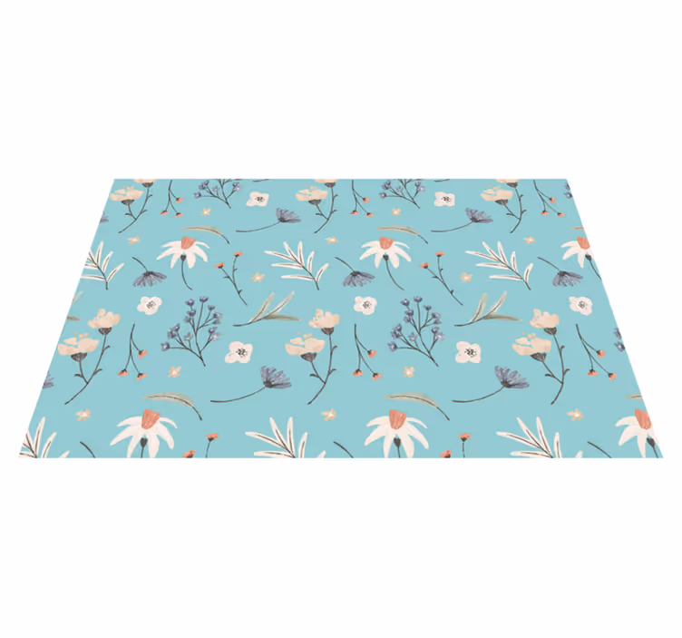 Floral vinyl rug with blooming floral designs - TenStickers