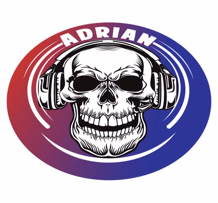 Custom skull headphones teenage bedroom vinyl rug - TenStickers
