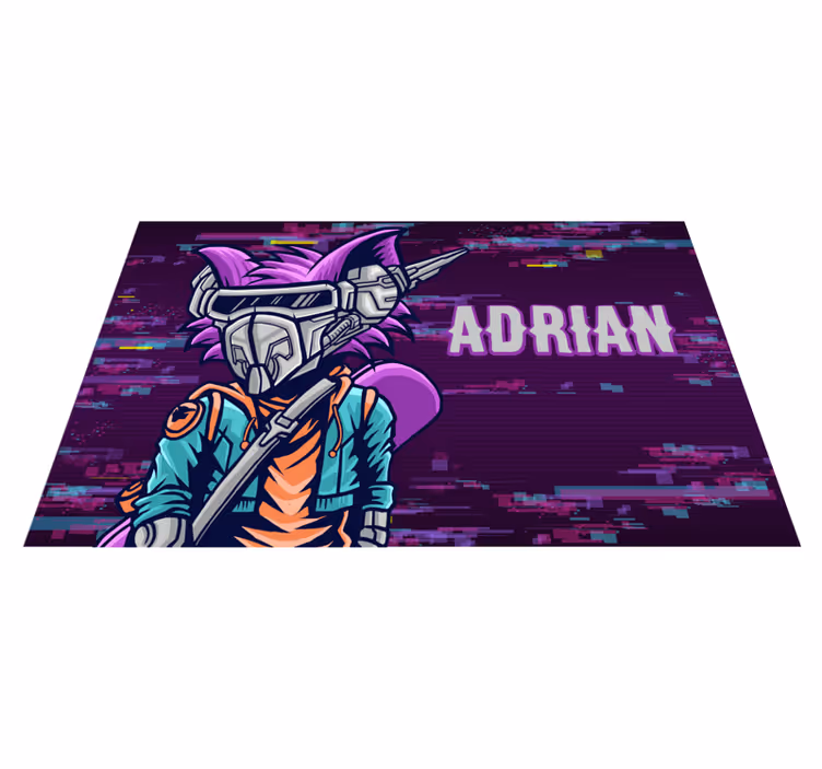 Custom futuristic character teenage bedroom vinyl rug - TenStickers