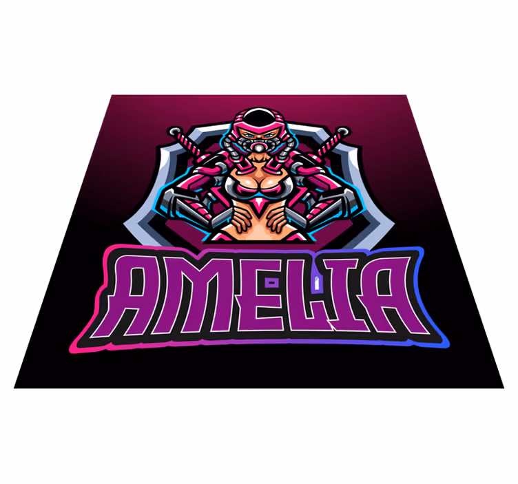 Gaming heroine with name teenage bedroom vinyl rug - TenStickers