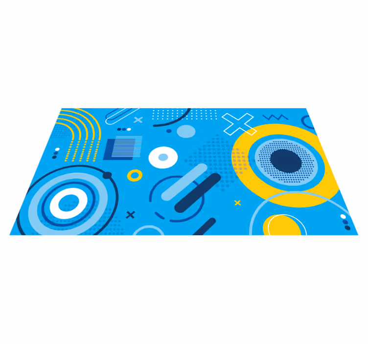 Blue modern motif geometric vinyl rug - TenStickers