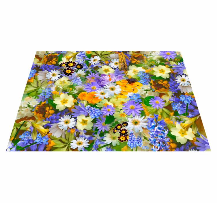 Lively Blossom Concept floral vinyl rug - TenStickers